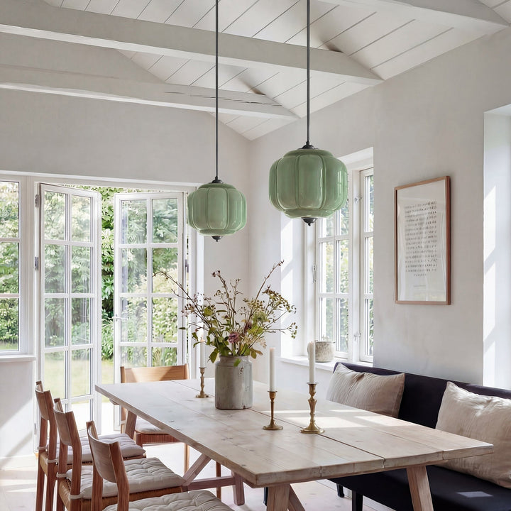 Lumi Vintage Milk Glass Oiled Brass Eloise Pendant Light