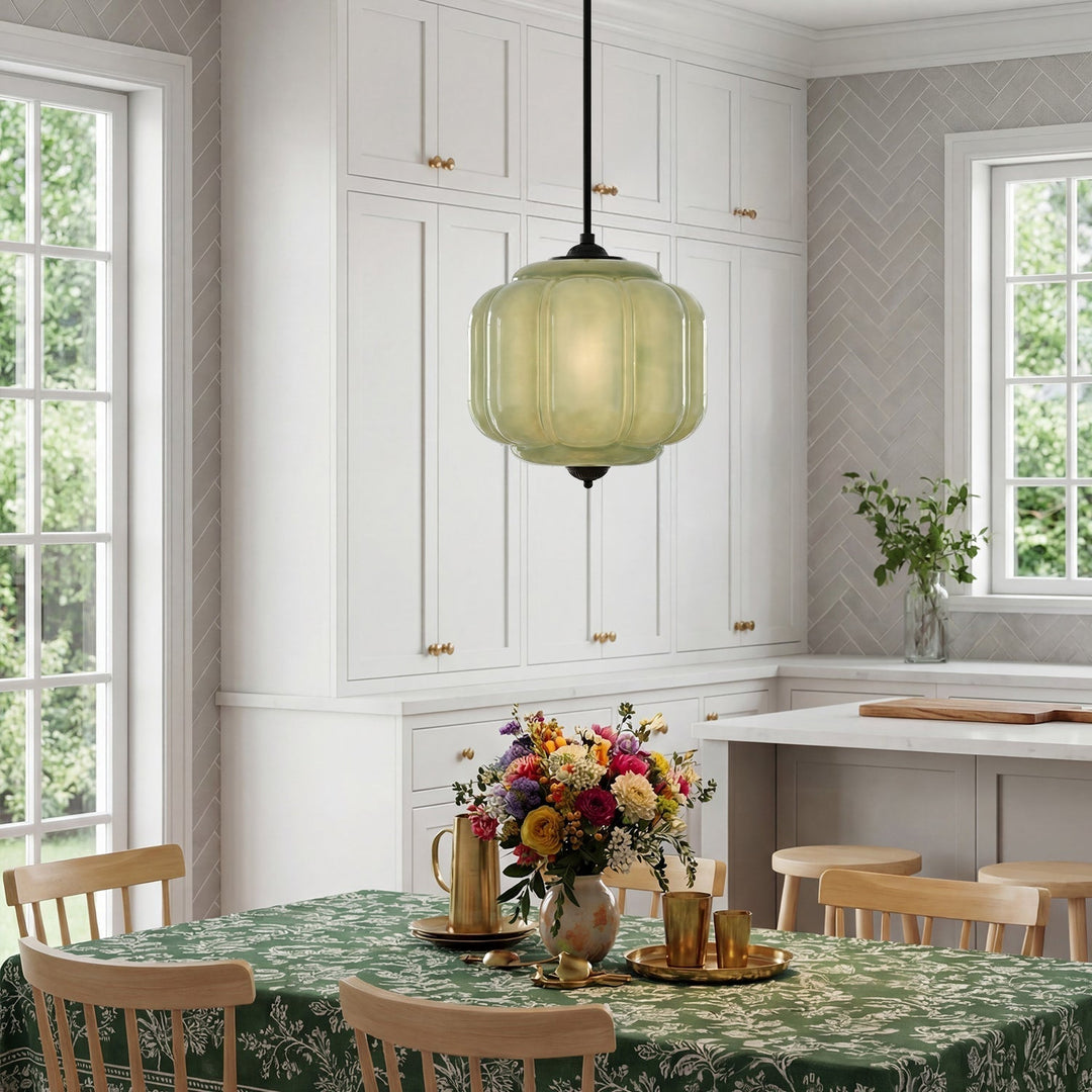 Lumi Vintage Milk Glass Oiled Brass Eloise Pendant Light