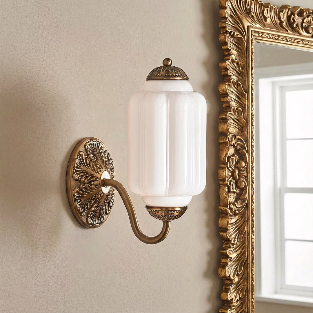 Lumi Vintage Milk Glass Oiled Brass Eloise Wall Lamp