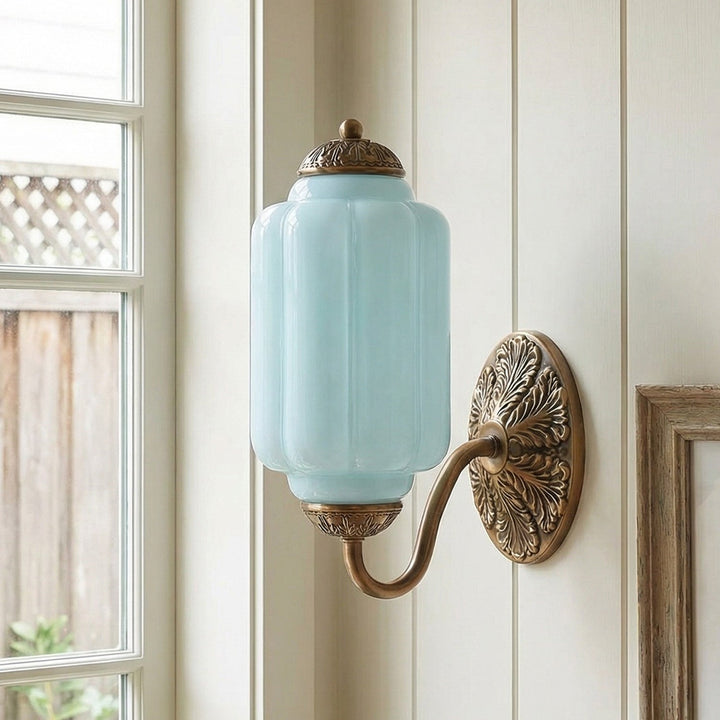 Lumi Vintage Milk Glass Oiled Brass Eloise Wall Lamp