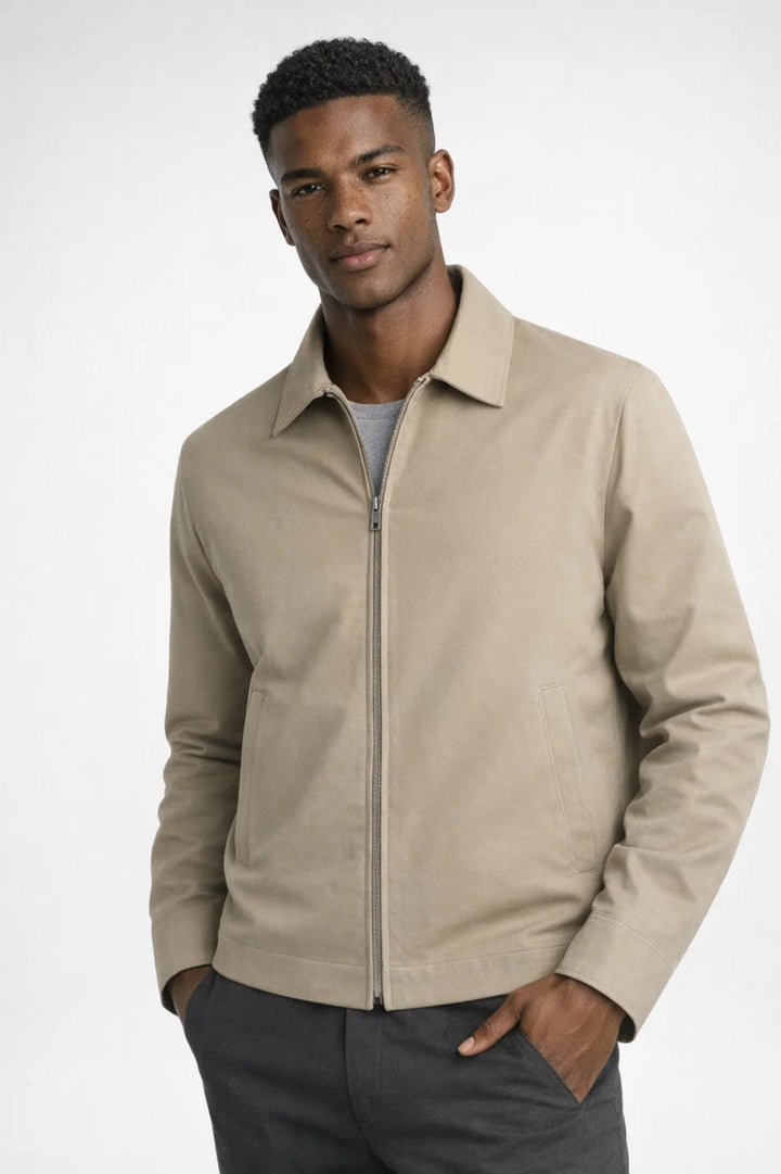 Men's Slim Fit Jacket Zipper Classic Collar Smart Casual Summer