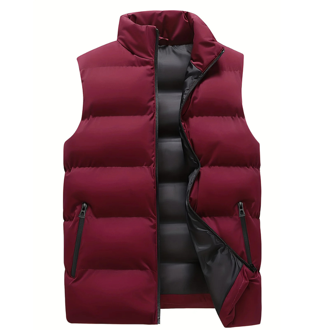 Men's Bodywarmer Puffer Vest for Layering with Stitched Look