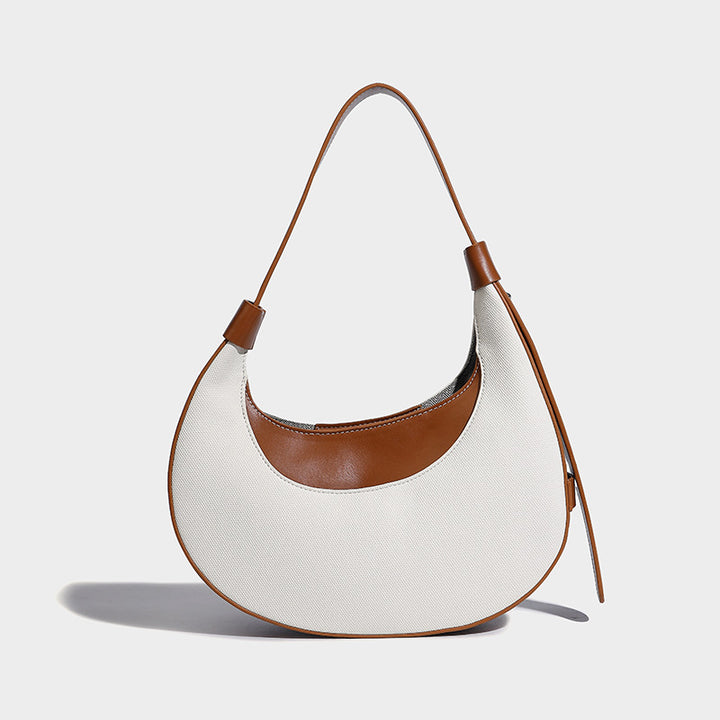 Luna – Canvas & Vegan Leather Crescent Shoulder Bag