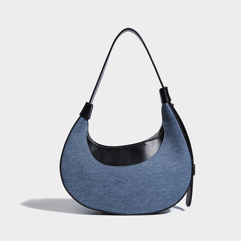 Luna – Canvas & Vegan Leather Crescent Shoulder Bag