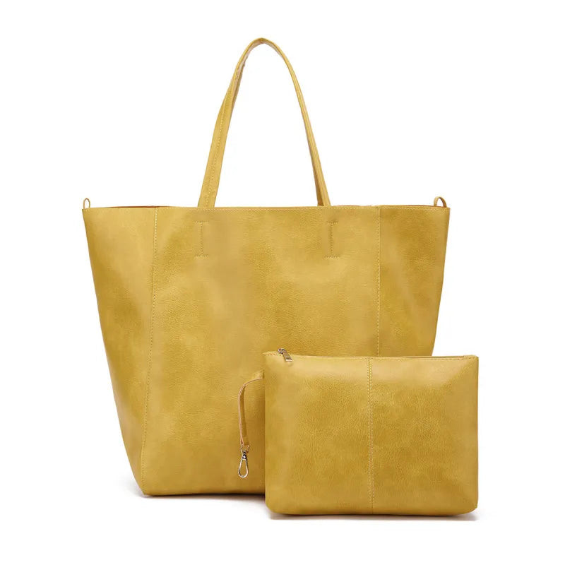 Haven – Large Vegan Cowhide Tote Bag with Pouch