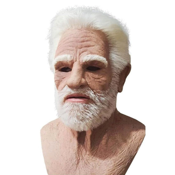Realistic Latex Transformation Mask with Detailed Beard – Premium Costume Disguise