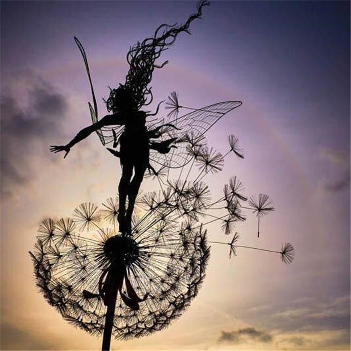 Garden Metal Fairy Sculpture Outdoor Decor Landscaping