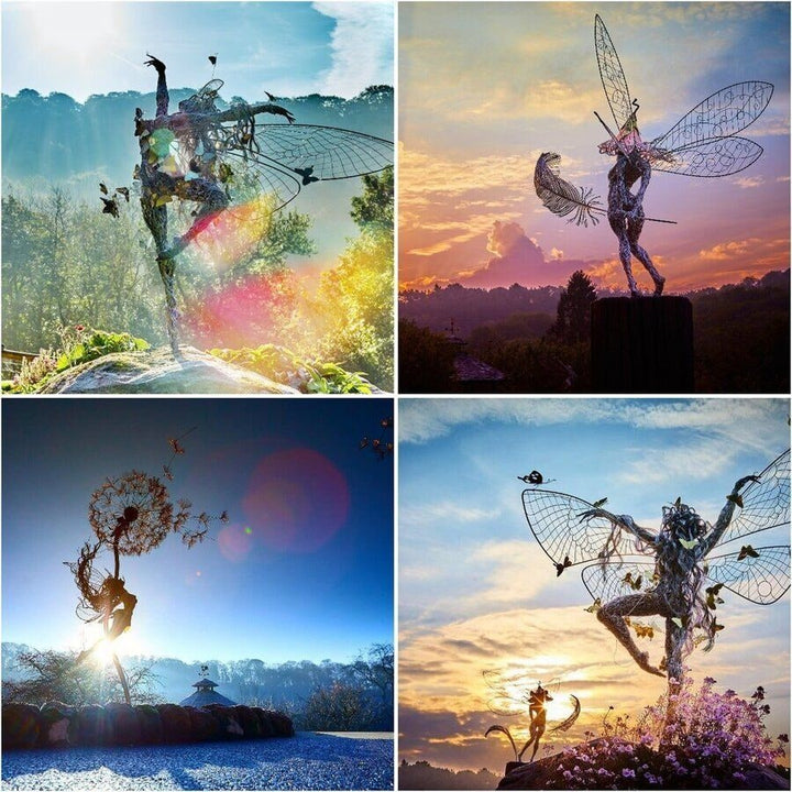 Garden Metal Fairy Sculpture Outdoor Decor Landscaping