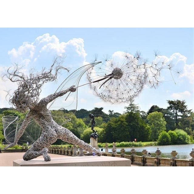 Garden Metal Fairy Sculpture Outdoor Decor Landscaping