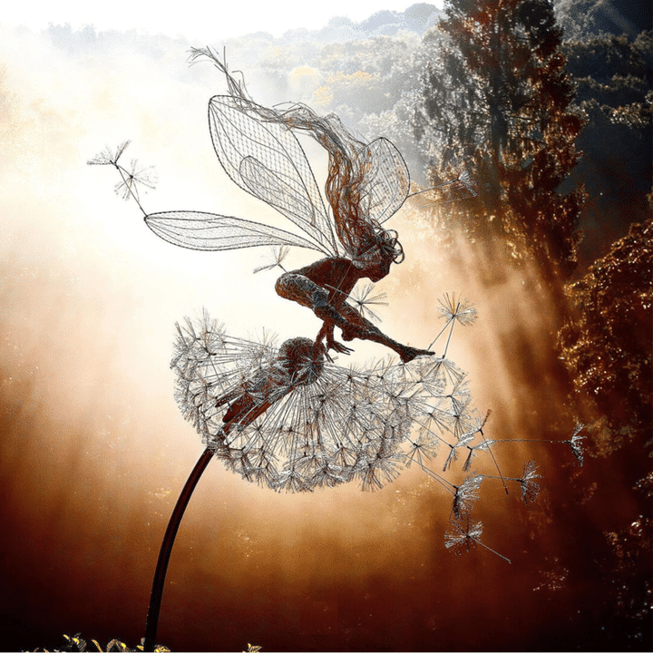Garden Metal Fairy Sculpture Outdoor Decor Landscaping