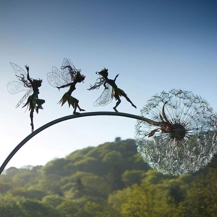 Garden Metal Fairy Sculpture Outdoor Decor Landscaping
