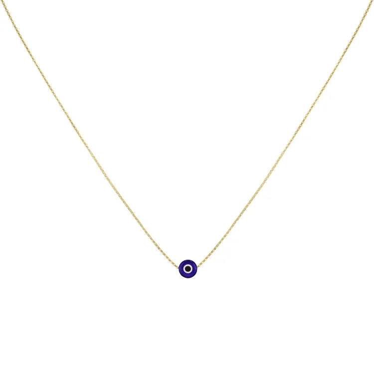 Evil Eye Protective Amulet Necklace with Glossy Silver Finish