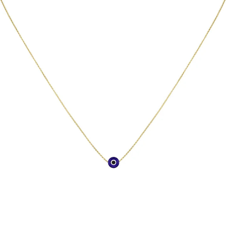 Evil Eye Protective Amulet Necklace with Glossy Silver Finish