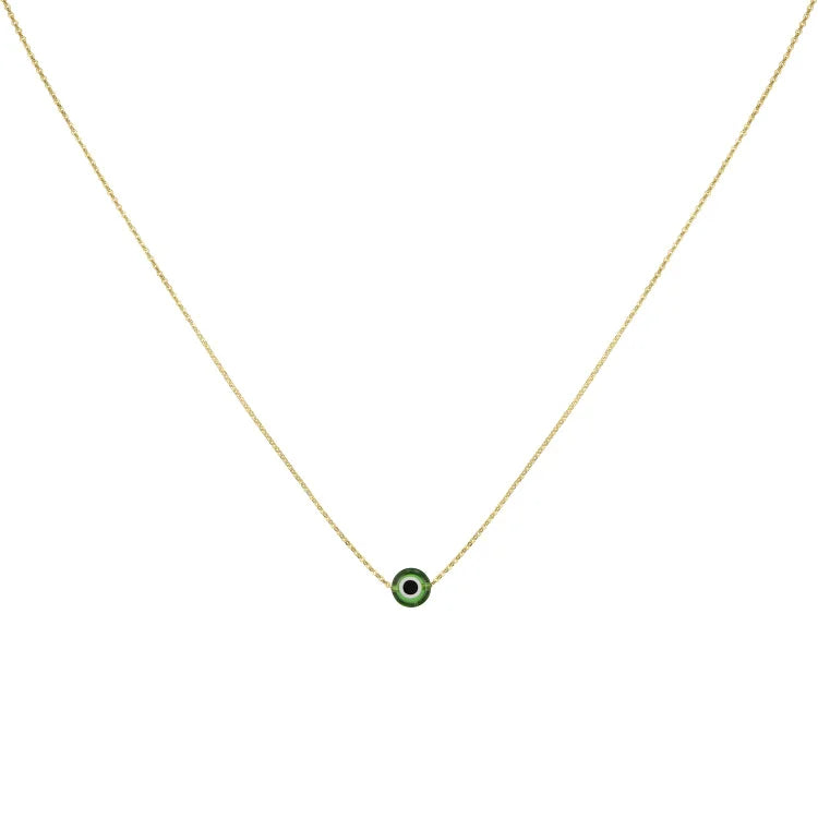Evil Eye Protective Amulet Necklace with Glossy Silver Finish