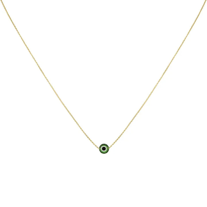 Evil Eye Protective Amulet Necklace with Glossy Silver Finish