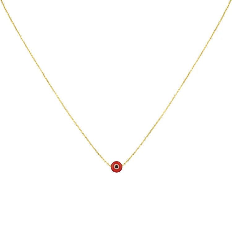 Evil Eye Protective Amulet Necklace with Glossy Silver Finish