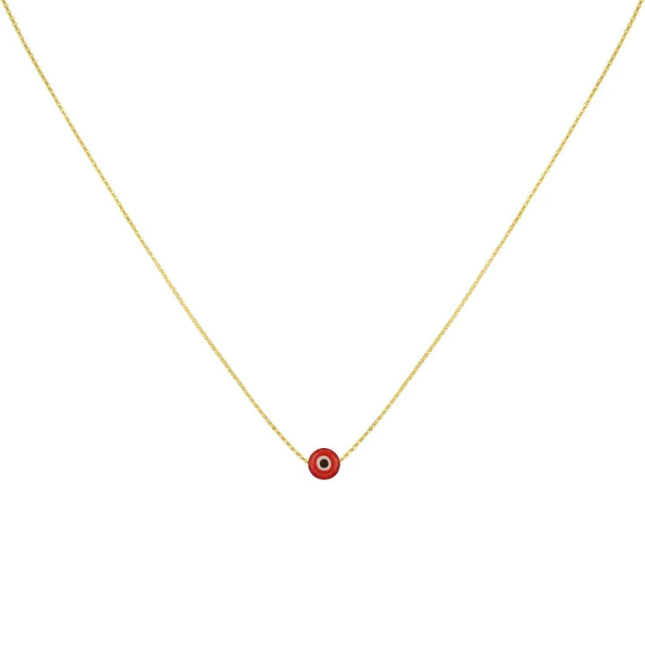 Evil Eye Protective Amulet Necklace with Glossy Silver Finish