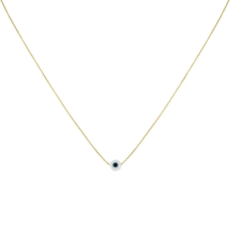 Evil Eye Protective Amulet Necklace with Glossy Silver Finish