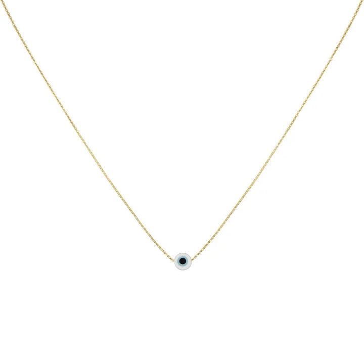 Evil Eye Protective Amulet Necklace with Glossy Silver Finish