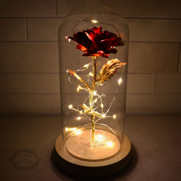 Eternal Rose | Gold Rose in Glass Display with LED Lighting