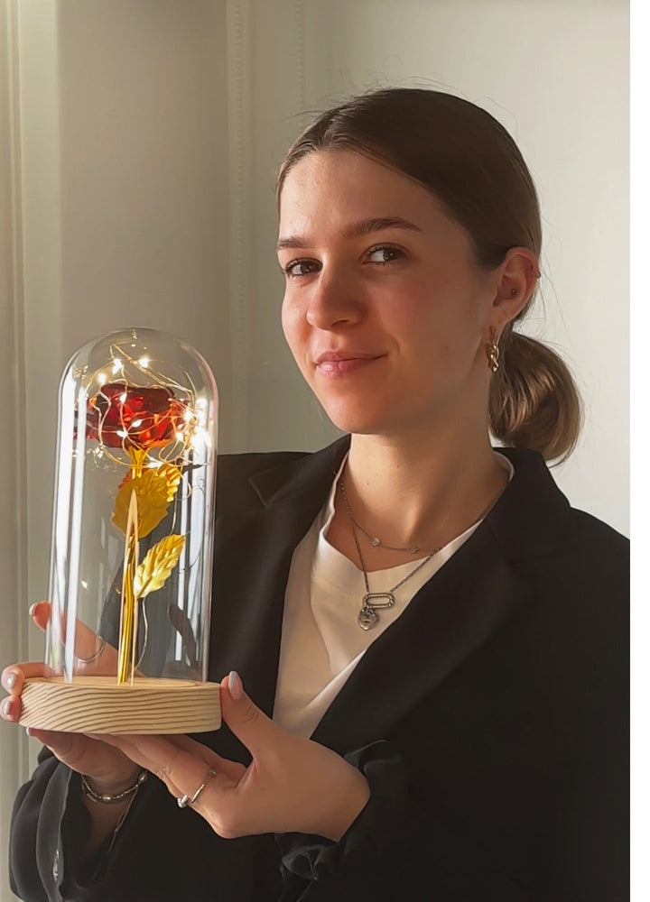 Eternal Rose | Gold Rose in Glass Display with LED Lighting