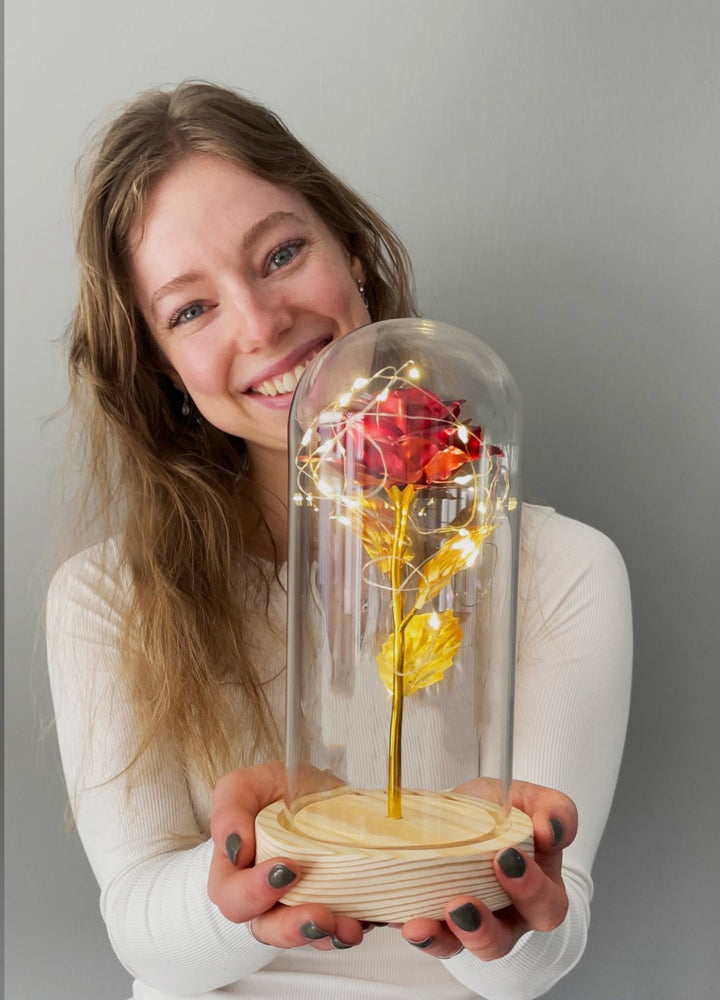 Eternal Rose | Gold Rose in Glass Display with LED Lighting