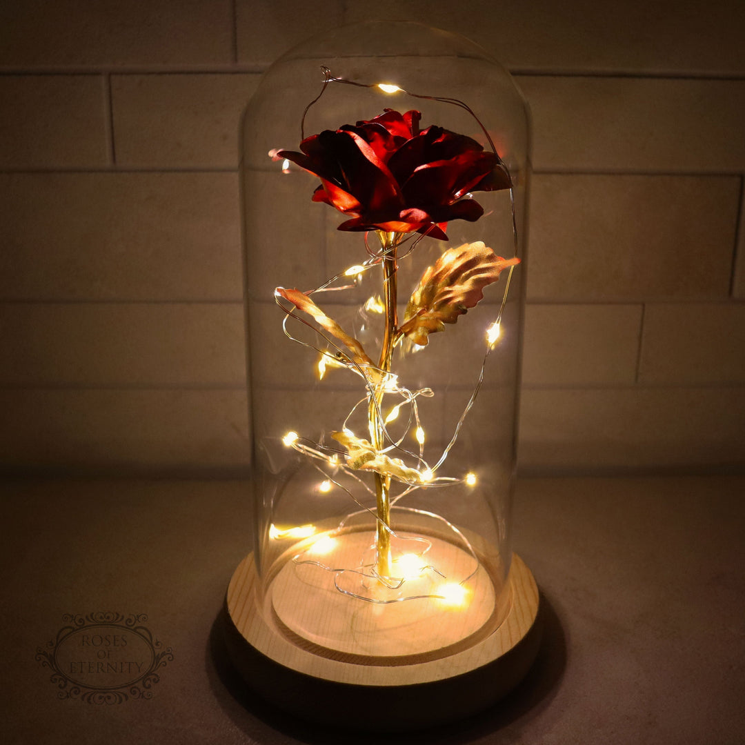 Eternal Rose | Gold Rose in Glass Display with LED Lighting
