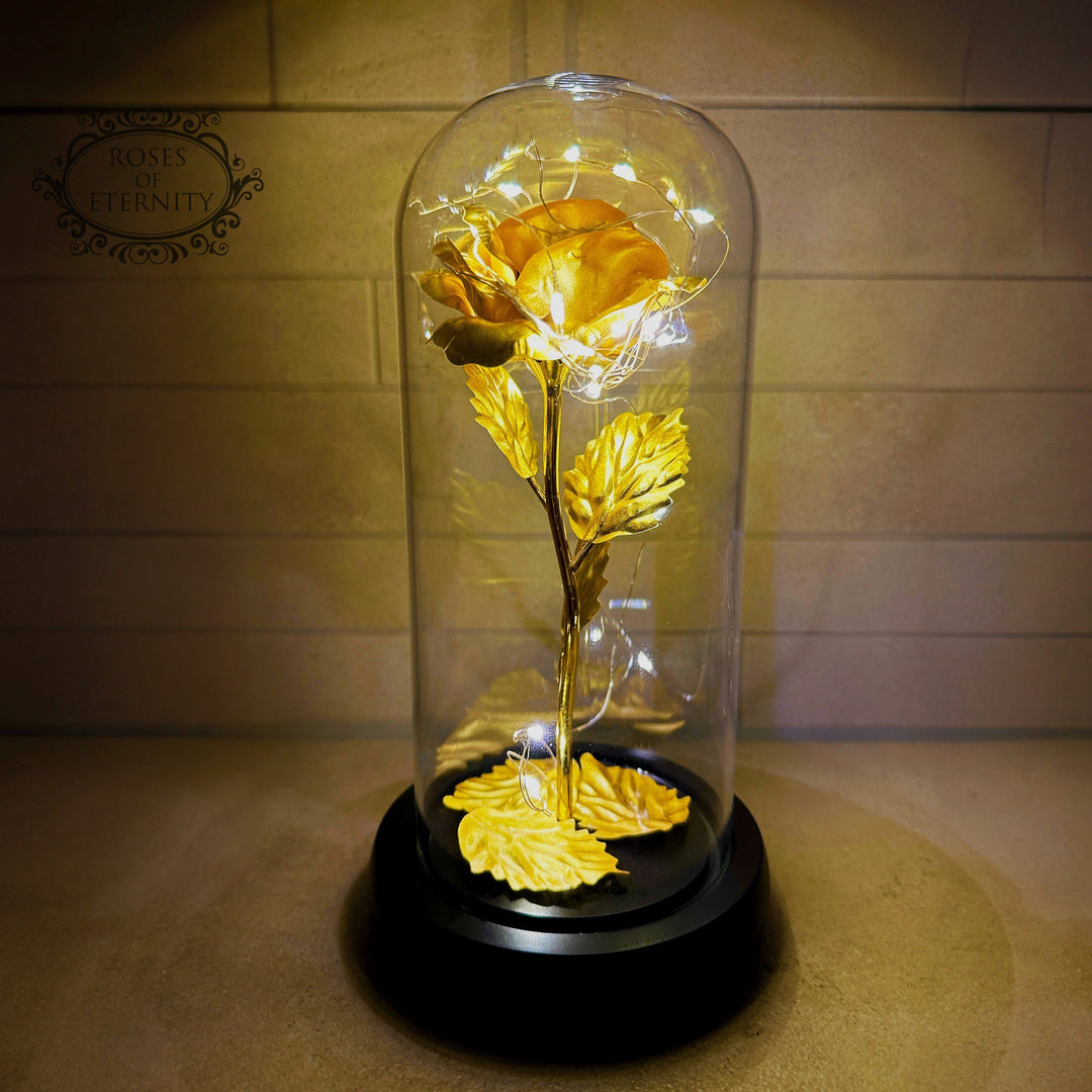 Eternal Rose | Gold Rose in Glass Display with LED Lighting