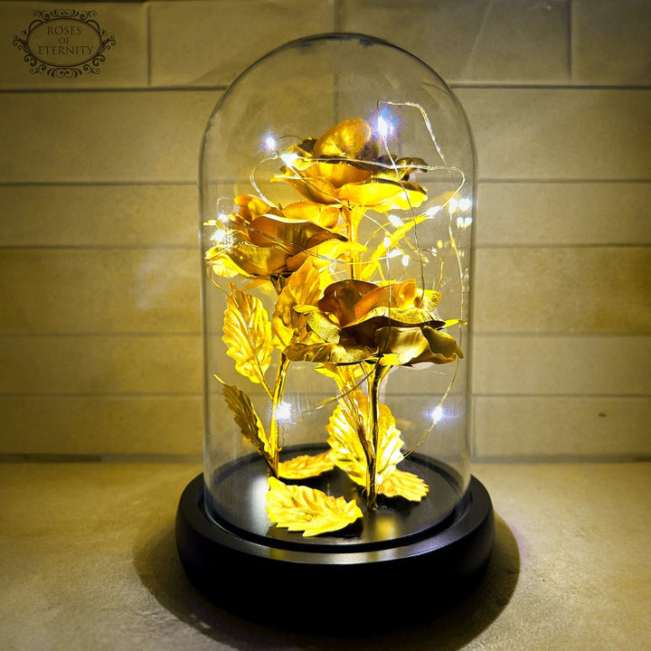 Eternal Rose | Gold Rose in Glass Display with LED Lighting