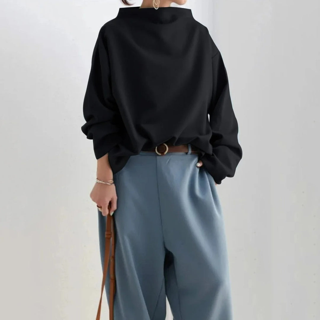 Halvara | Women's Oversized Mock Neck Sweater — Relaxed Long-Sleeve Layering Pullover | Westmere