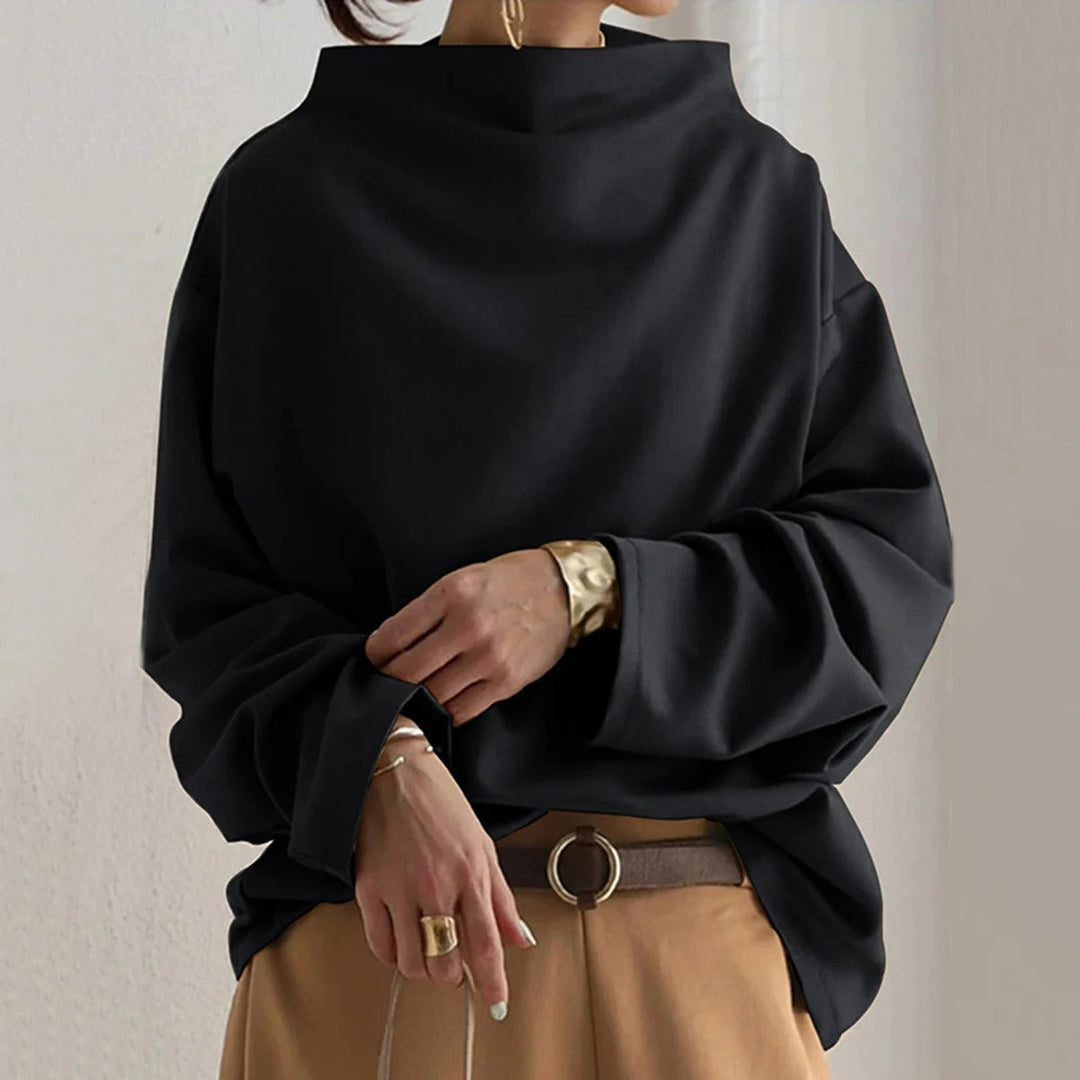 Halvara | Women's Oversized Mock Neck Sweater — Relaxed Long-Sleeve Layering Pullover | Westmere