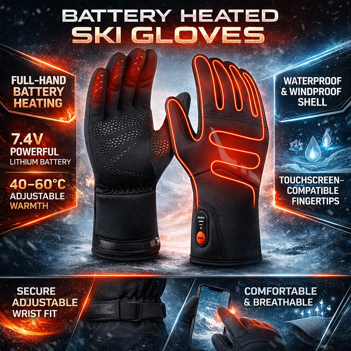 Premium Battery-Powered Winter Gloves with Touchscreen – Waterproof & Heated