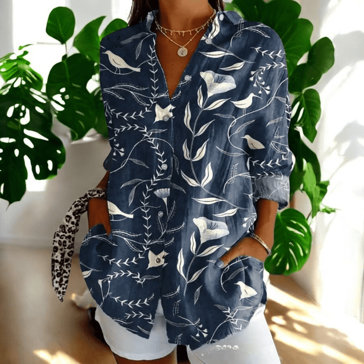 Timeless Vintage Button-Front Blouse - Elegant Everyday Style