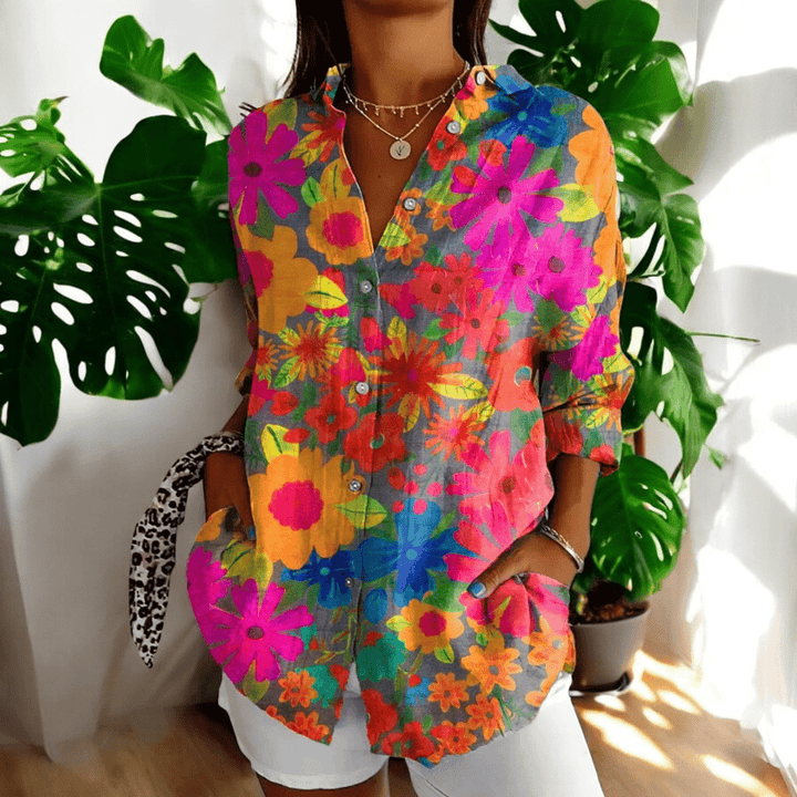 Timeless Vintage Button-Front Blouse - Elegant Everyday Style