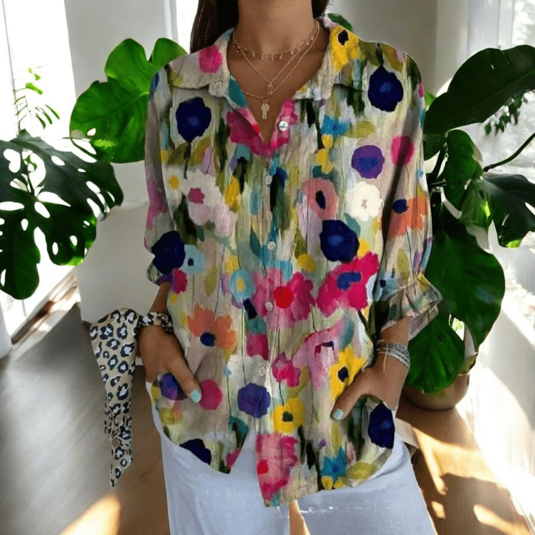 Timeless Vintage Button-Front Blouse - Elegant Everyday Style