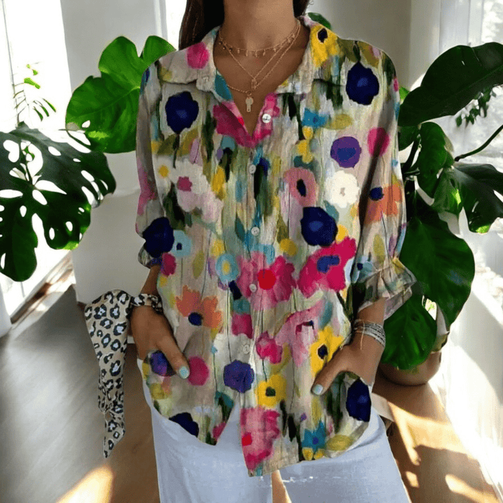 Timeless Vintage Button-Front Blouse - Elegant Everyday Style