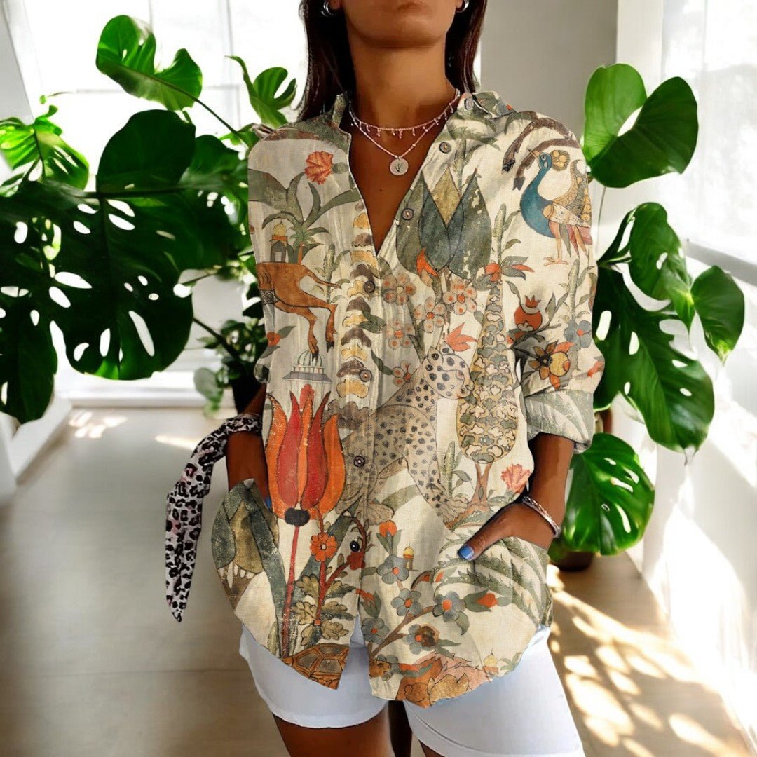 Timeless Vintage Button-Front Blouse - Elegant Everyday Style