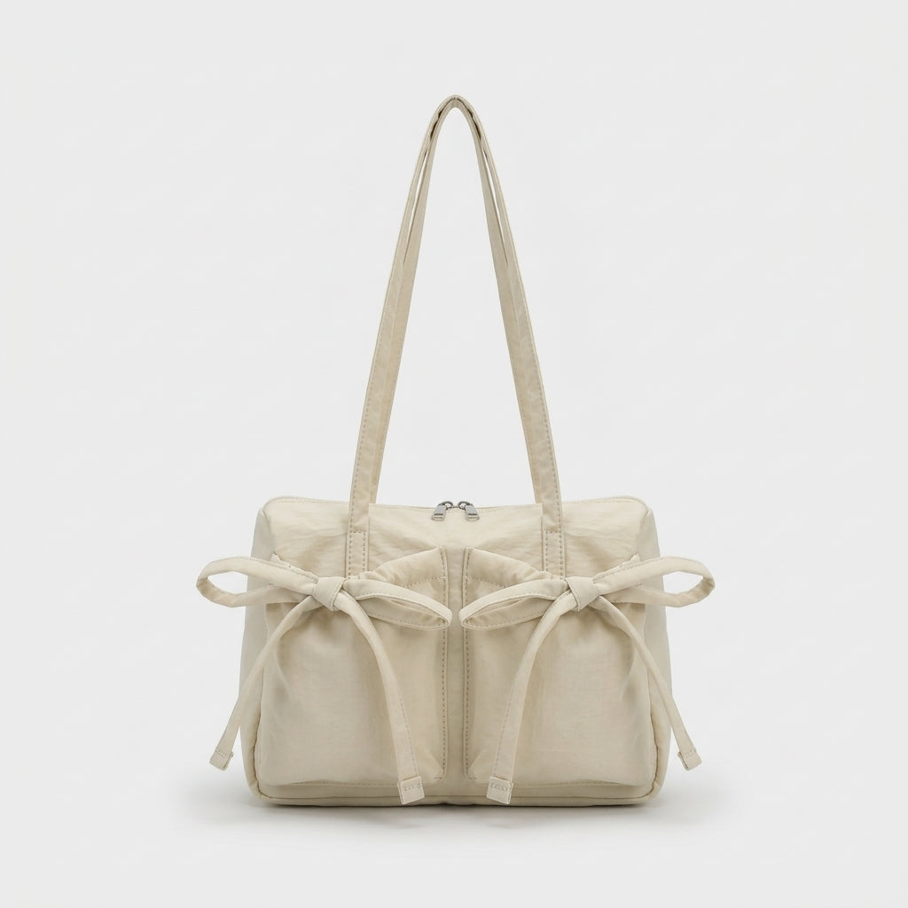 Bowie – Women's Nylon Tote Bag with Bow Detail