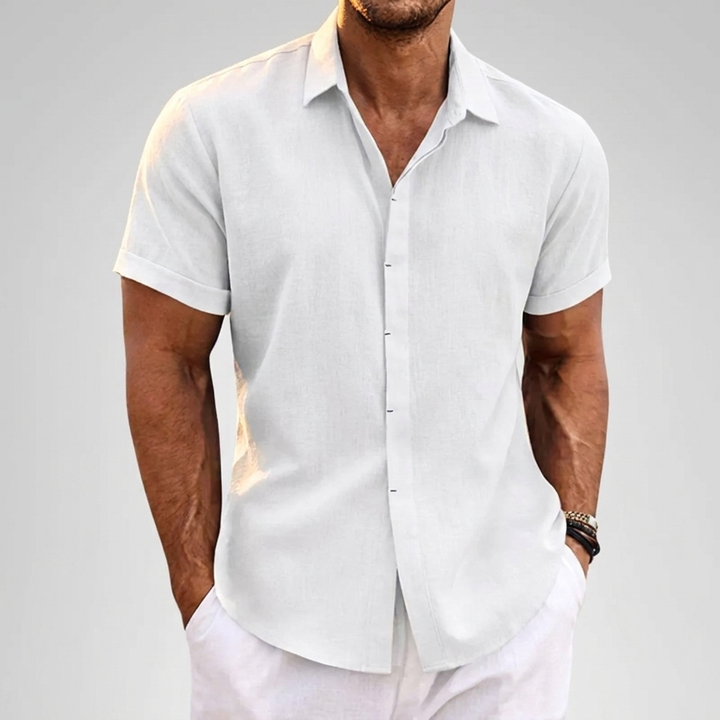 Men's Breathable Linen Blend Casual Short Sleeve Shirt - Loose Fit