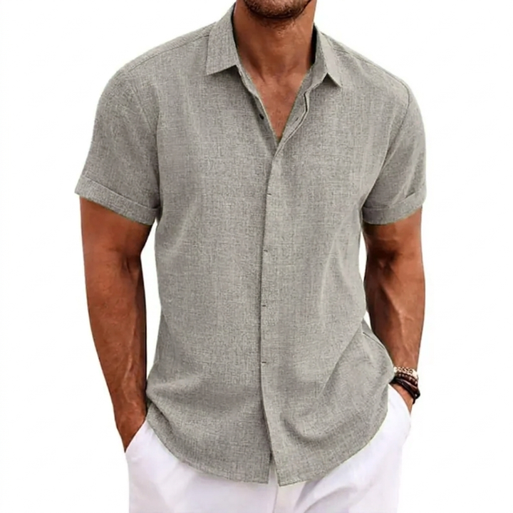 Men's Breathable Linen Blend Casual Short Sleeve Shirt - Loose Fit
