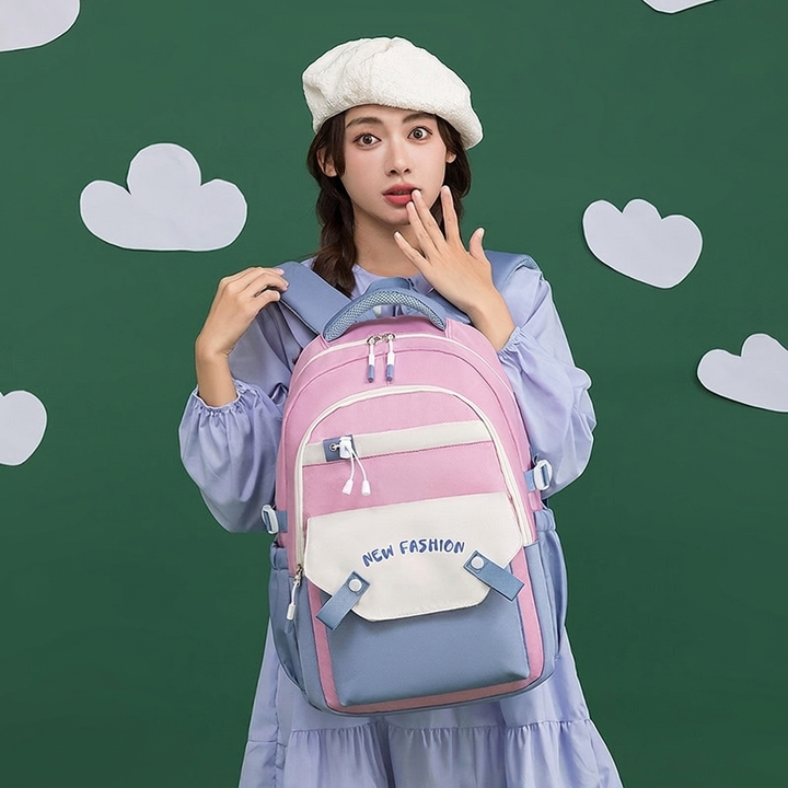 Vibrant Contrast Student Backpack with Spacious Storage