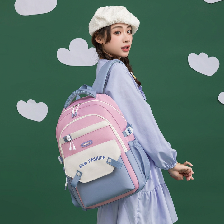 Vibrant Contrast Student Backpack with Spacious Storage