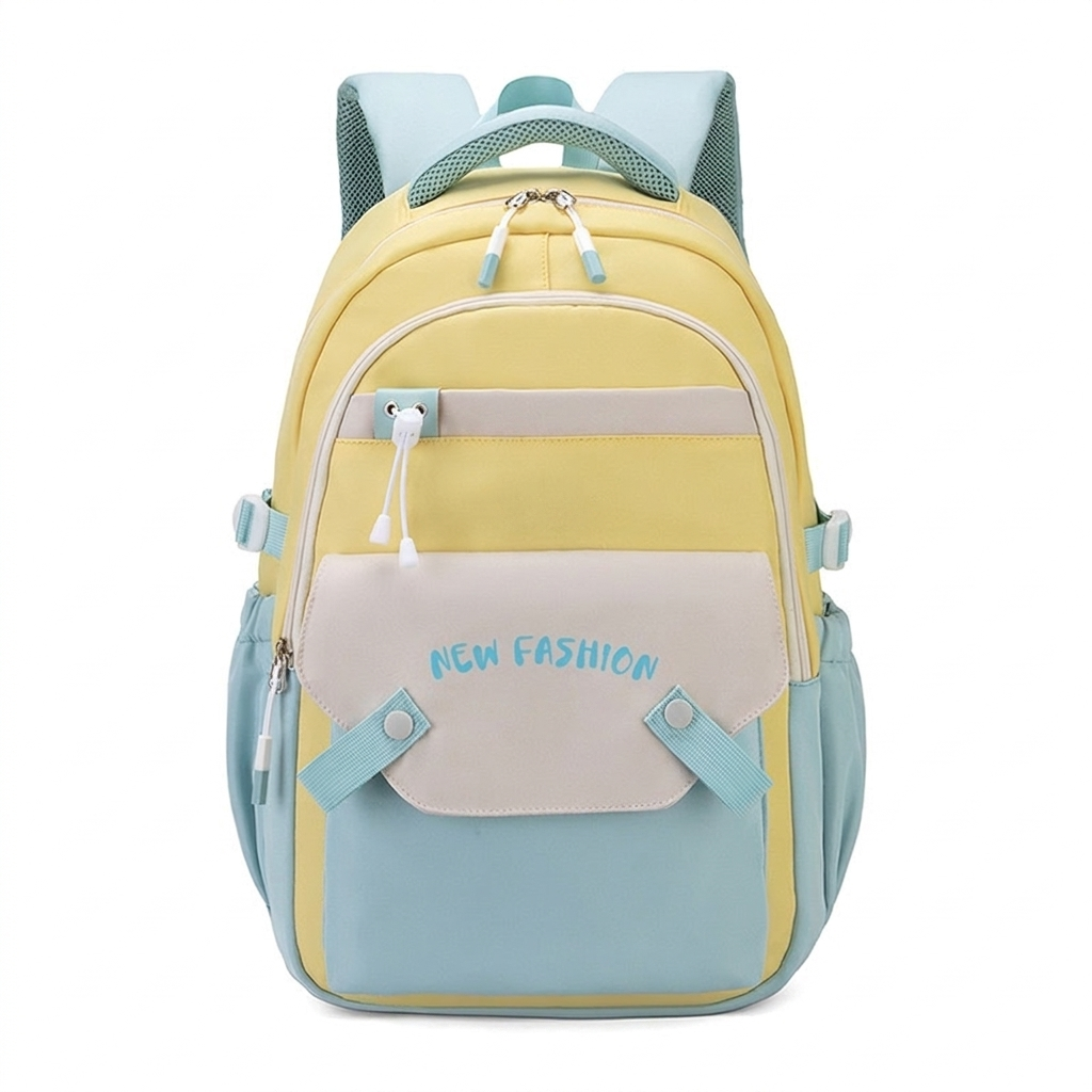 Vibrant Contrast Student Backpack with Spacious Storage