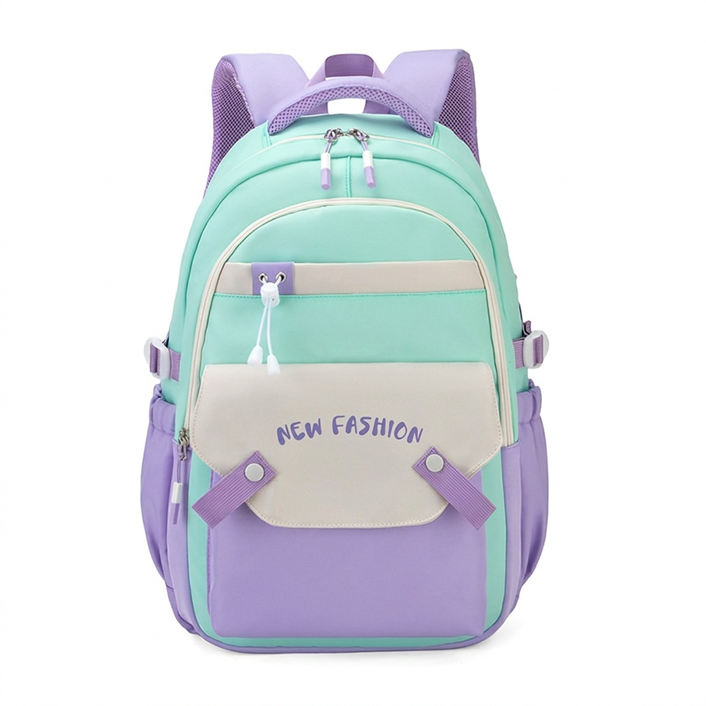 Vibrant Contrast Student Backpack with Spacious Storage