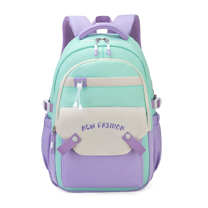 Vibrant Contrast Student Backpack with Spacious Storage