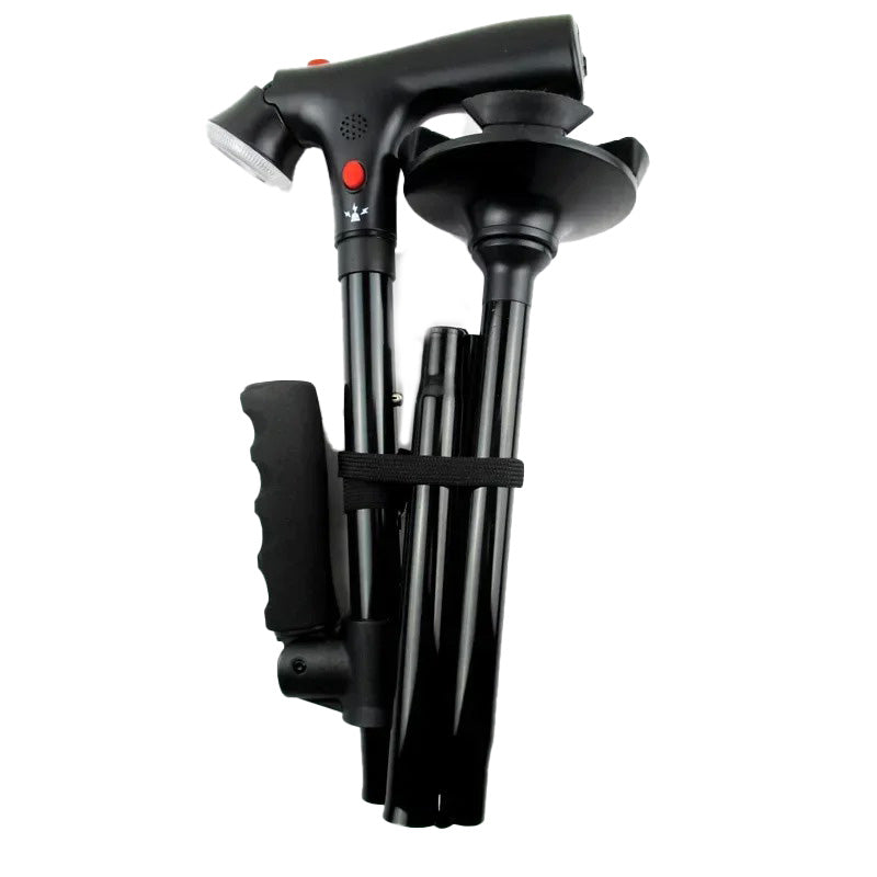 Folding Cane with Dual Handles, Alarm & Light
