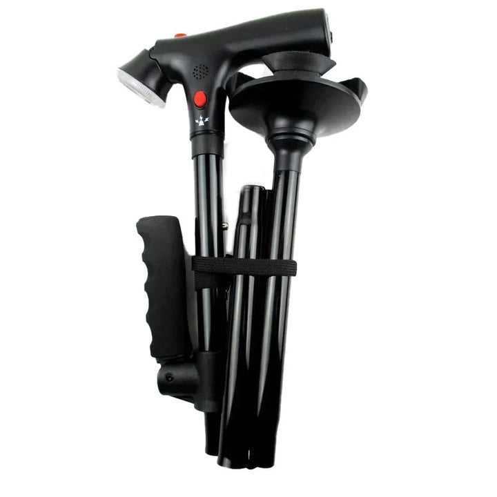 Folding Cane with Dual Handles, Alarm & Light