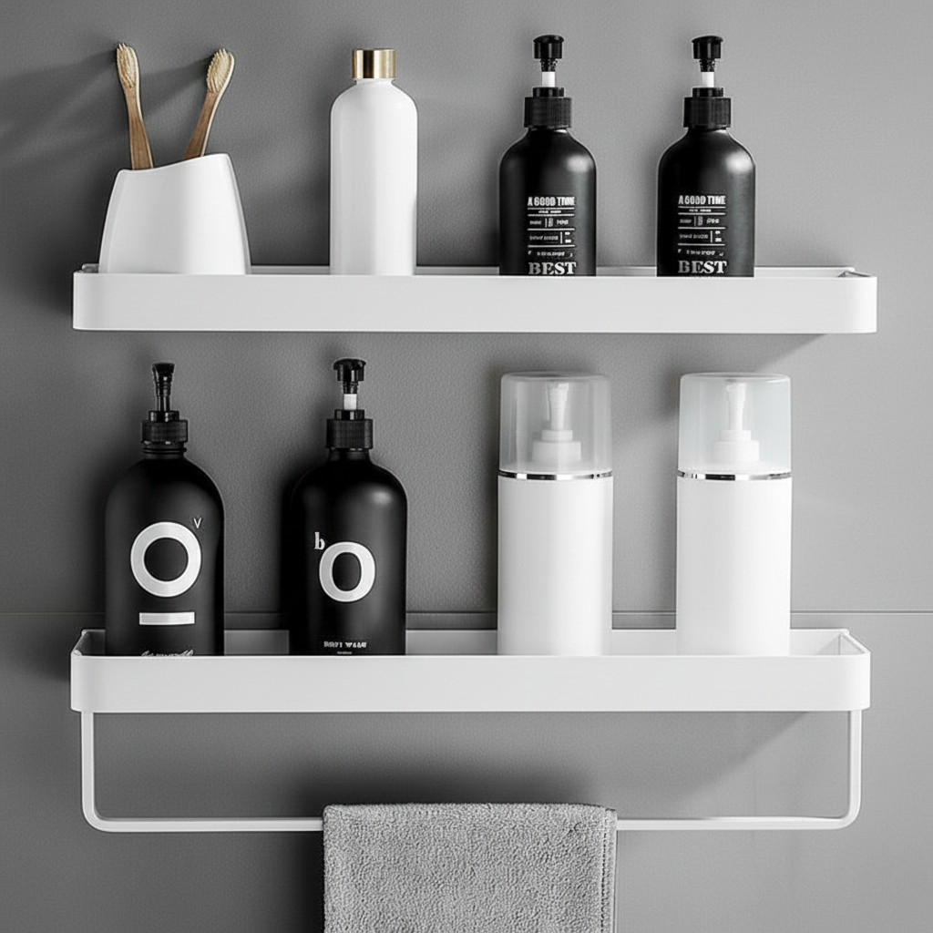 Luxury Bathroom Shelf Without Installation – Sleek, Durable & Space-Saving