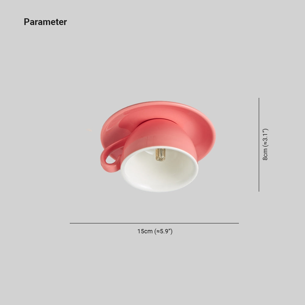 Aria Modern Coffee Cups Ceramic Flush Ceiling Lighting
