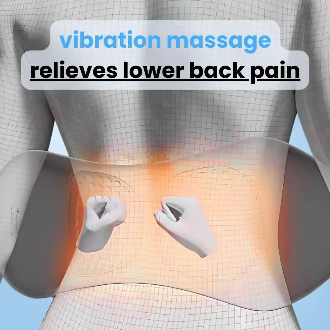 Back Pain Massager with Heat & Vibration Massage, Back Support for Sciatica Relief, Lumbar Pain & Posture Correction – 3-in-1 Home Treatment